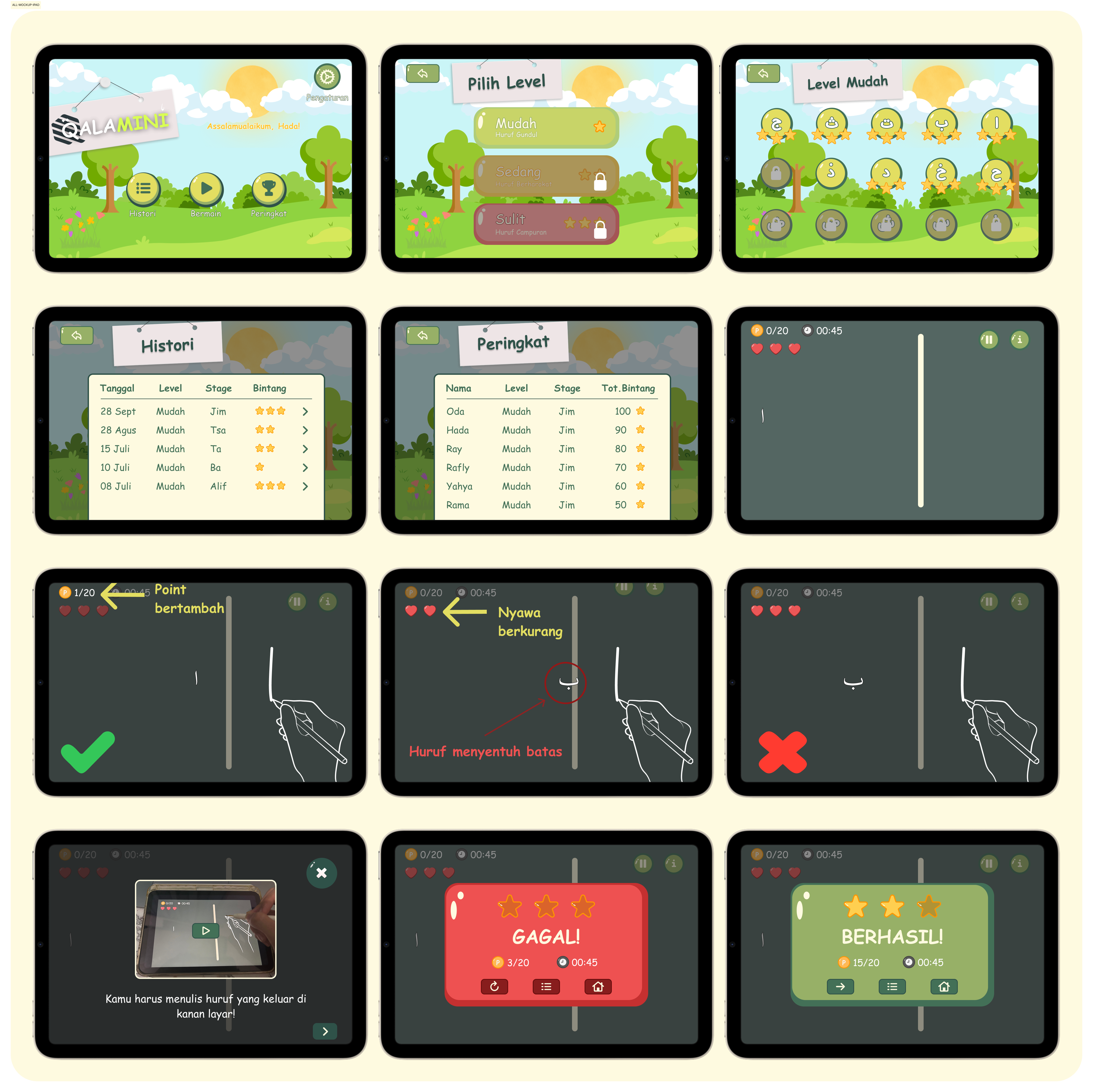 Mockup Tampilan Qalamini di iPad